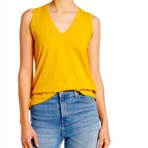 Madewell V Neck Cotton Sleeveless Tank Top Color Nectar - Gold - Mustard Size XS